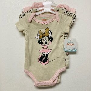 NWT Disney Baby Minnie Mouse 3 Piece Infant Baby Onesies 3-6 Months